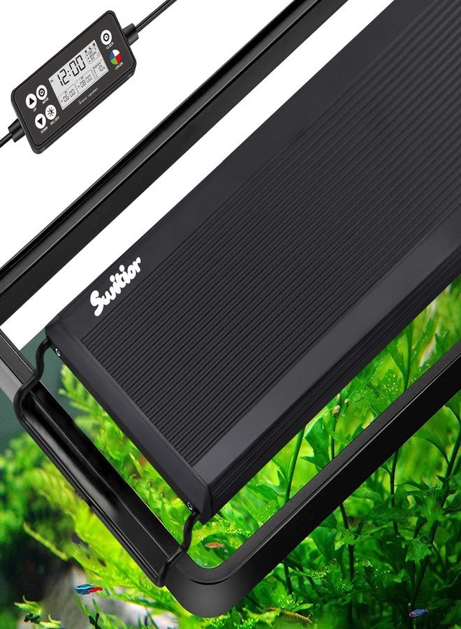 Switior 24/7 LED Aquarium Light, IP68 Waterproof Extendable Bracket Fish Tank Light with Timer, 7 Colors, 10 Level Adjustable Brightness, DIY Mode Full Spectrum Aquarium Plant Light for 24-30 Inch Fish Tank - Image 1